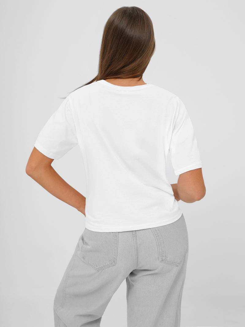 Γυναικείο μπλουζάκι ασπρό-μπλε OZONEE JS/RJ77247