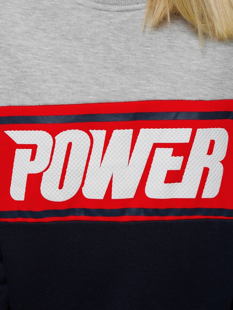 Γυναικείο φούτερ γκρι-ναυτικό μπλε OZONEE JS/KSW1015