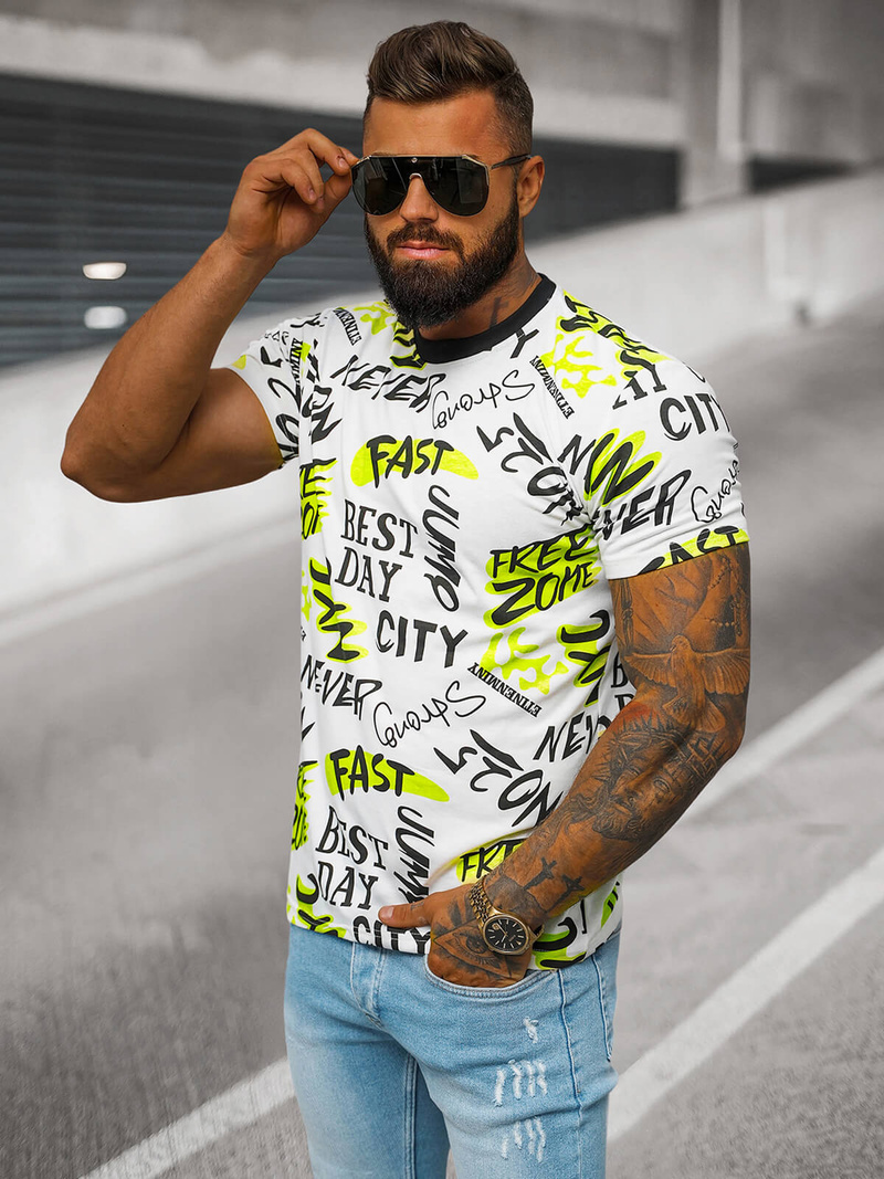 Ανδρικό μπλουζάκι λευκό OZONEE JS/8T1210/1