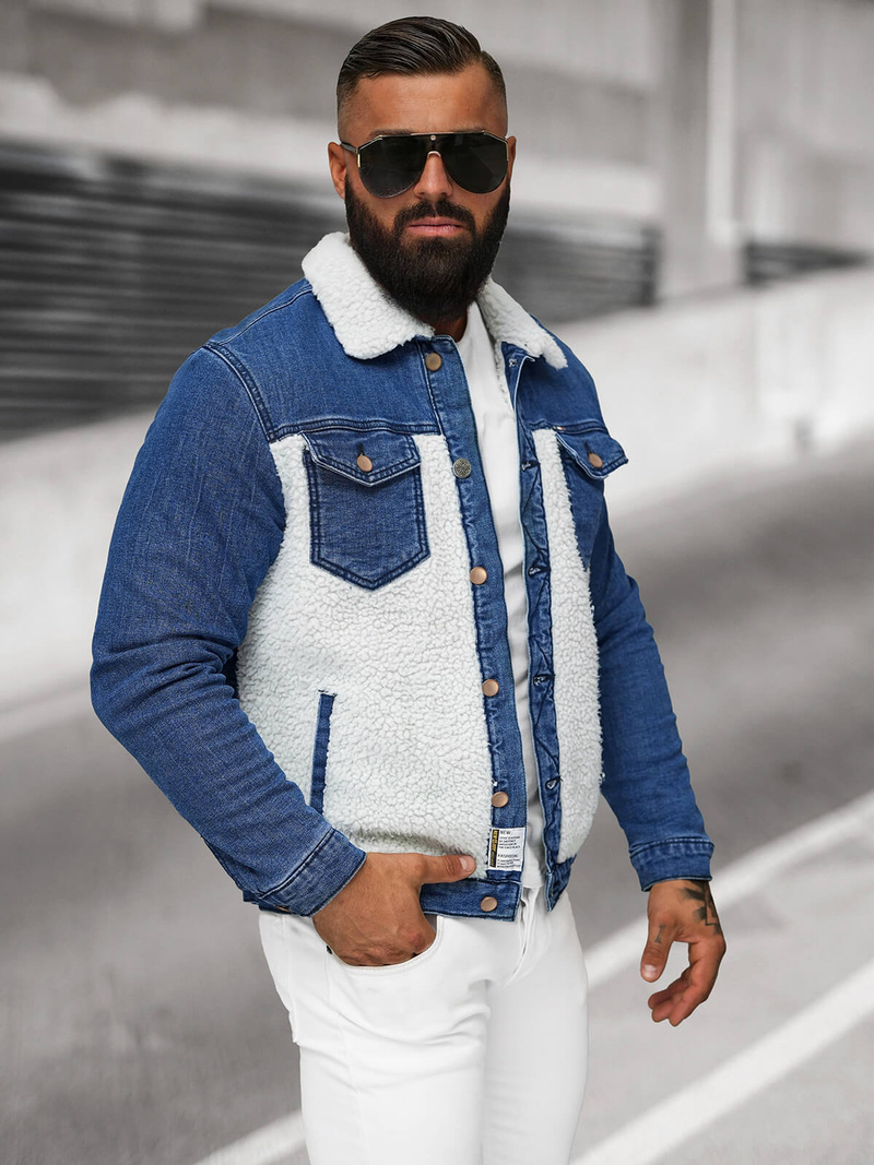 Ανδρικό τζιν μπουφάν σέρπα mπλε OZONEE NB/MJ533BZ