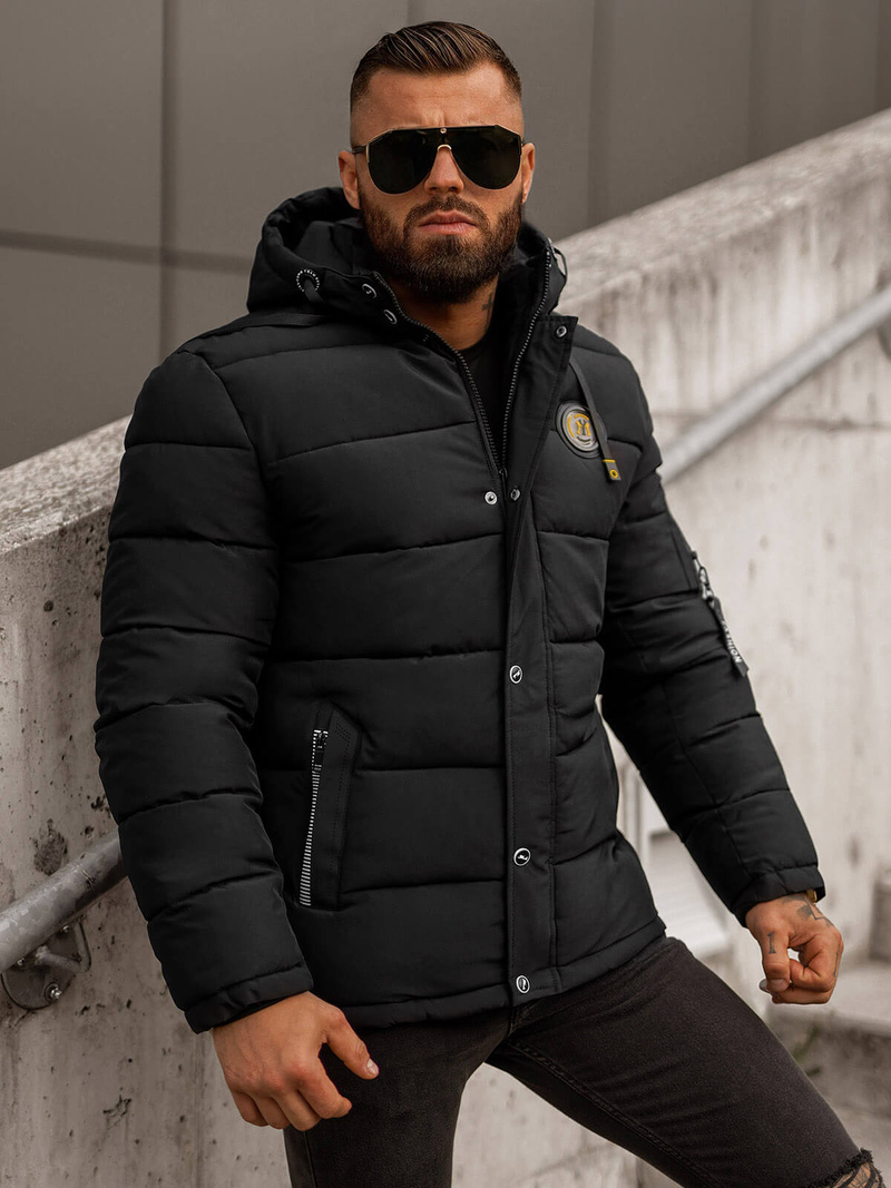 Ανδρικό μπουφάν mαύρος OZONEE JS/57M7503/392Z