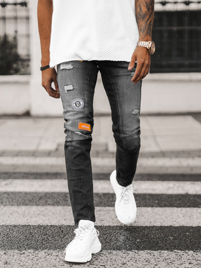 Ανδρικό τζιν παντελόνι mαύρος OZONEE NB/MP0047NZ