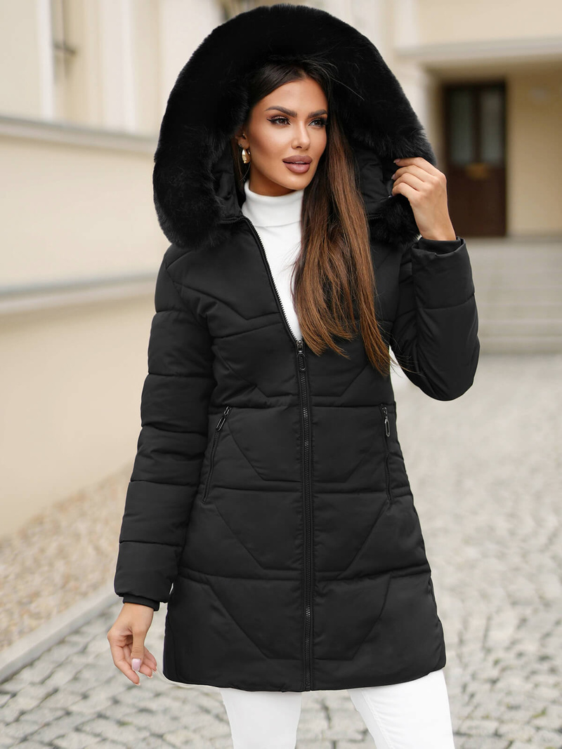 Γυναικείο μπουφάν μαύρο OZONEE JS/16M9099/392Z