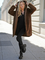 Γυναικείο μακρύ χειμωνιάτικο μπουφάν Σοκολάτα OZONEE JS/5M3352/158