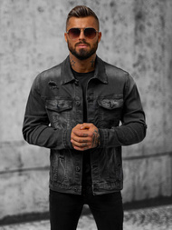 Ανδρικό τζιν μπουφάν μαύρο OZONEE NB/MJ506NZ