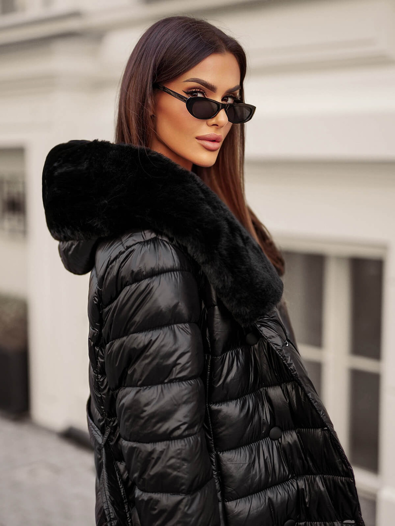 Γυναικείο παλτό μαύρο OZONEE JS/5M3160/392Z