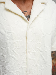 Ανδρικό πουκάμισο με κοντό μανίκι eκρού OZONEE O/B2256