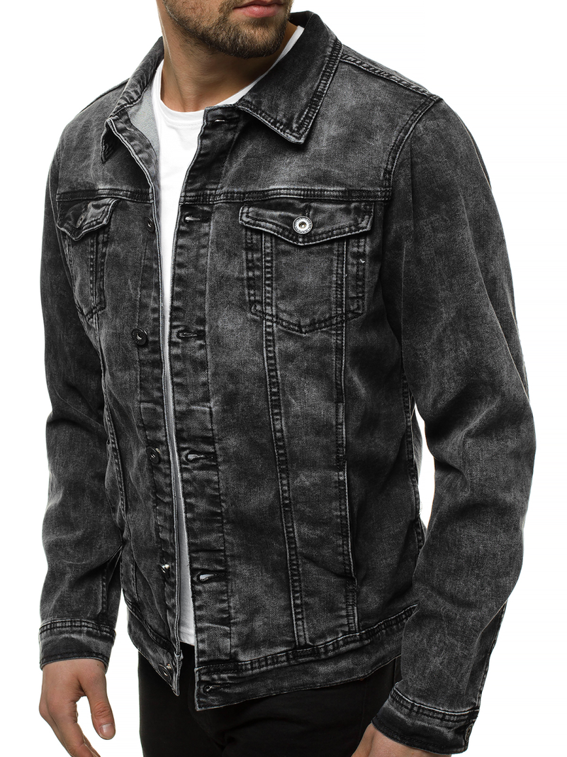 Ανδρικό τζιν μπουφάν μαύρο OZONEE V/19320