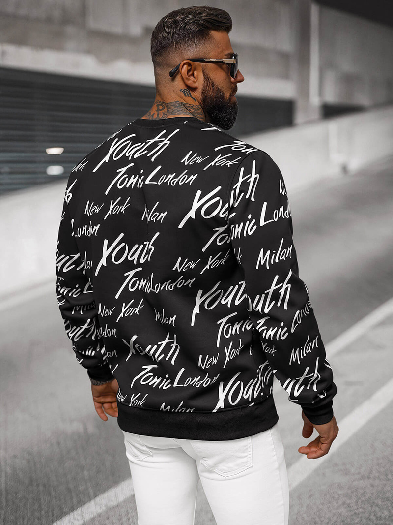 Ανδρικό Φούτερ Mαύρος OZONEE JS/8B1189/3