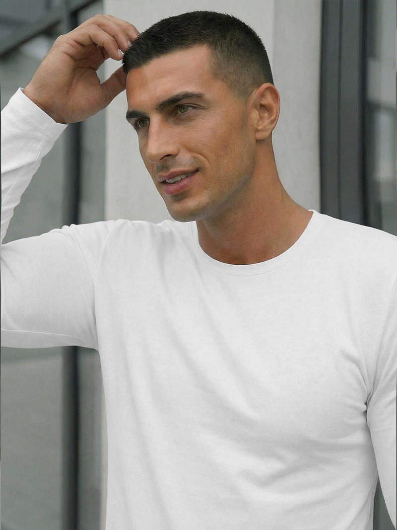 Ανδρικό μπλουζάκι με μακριά μανίκια λευκό OZONEE JS/DB71/2