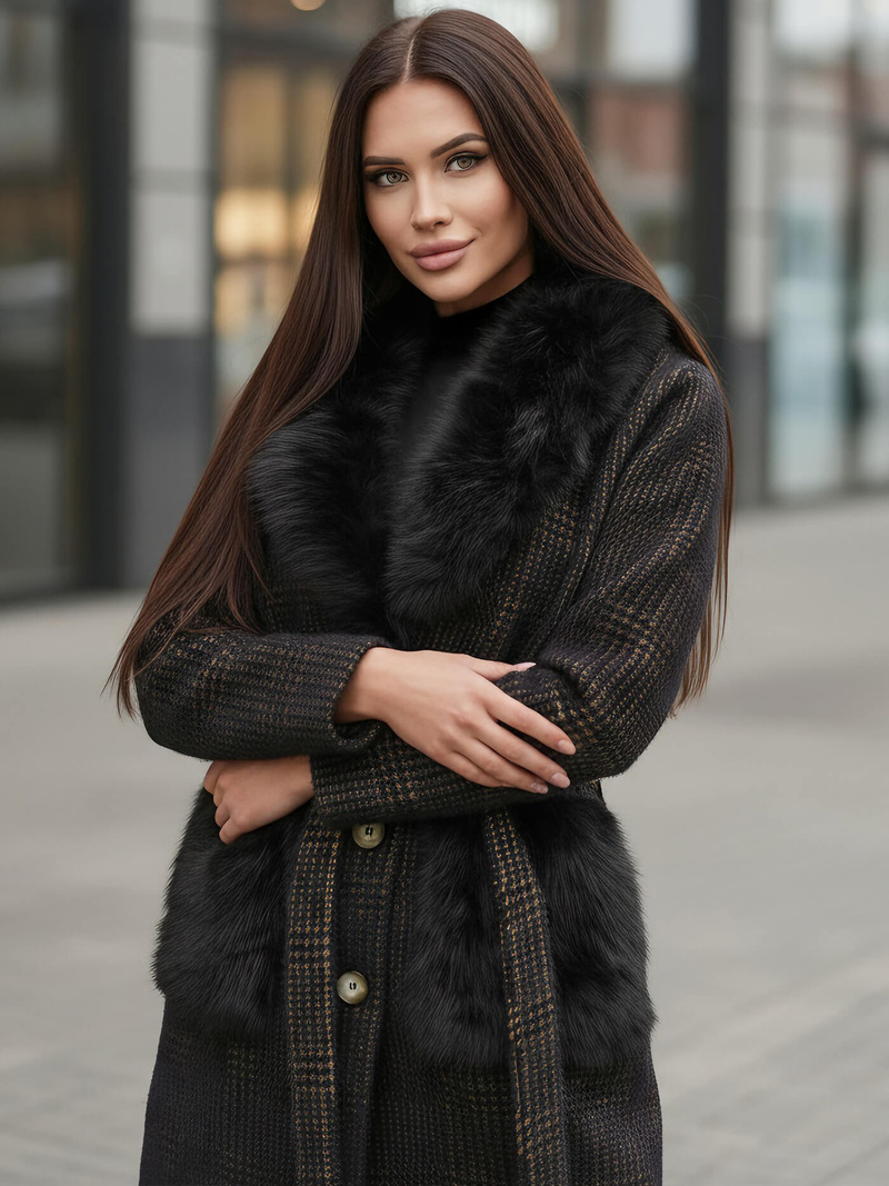 Γυναικείο παλτό μαύρο OZONEE JS/53M5200/1Z