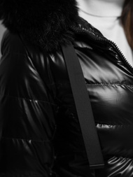 Γυναικείο μπουφάν mαύρο και καφέ OZONEE JS/5M3138/392B