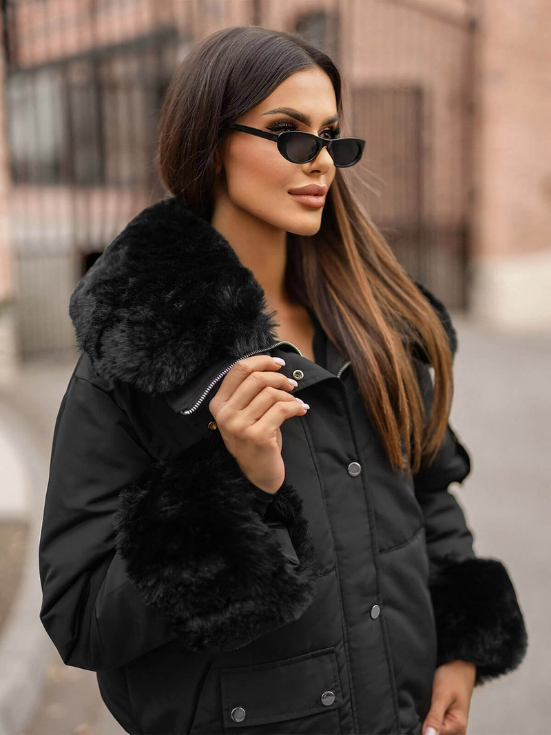 Γυναικείο χειμερινό μπουφάν μαύρο OZONEE O/H833