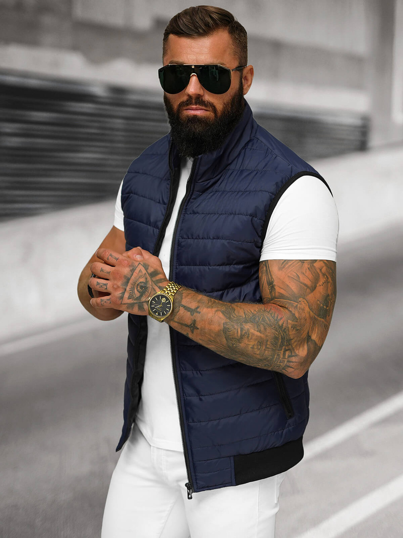 Ανδρικό αμάνικο μπουφάν ναυτικό μπλε OZONEE JS/MY77Z