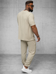 Ανδρικό μπλουζάκι mπεζ OZONEE O/Y960T