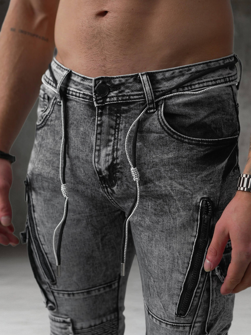 Ανδρικό τζιν παντελόνι γραφίτη OZONEE O/E10017