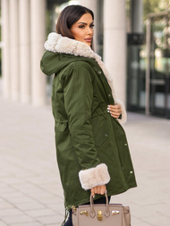 Γυναικείο χειμερινό μπουφάν Πράσινος OZONEE JS/M763/136Z