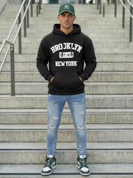 Ανδρικό Φούτερ με Κουκούλα μαύρο OZONEE JS/8B1767/3Z