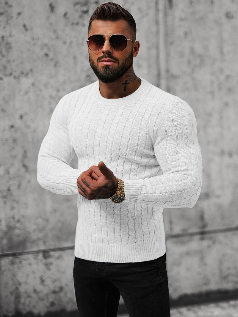 Ανδρικό πουλόβερ λευκό OZONEE NB/MM6021/1Z