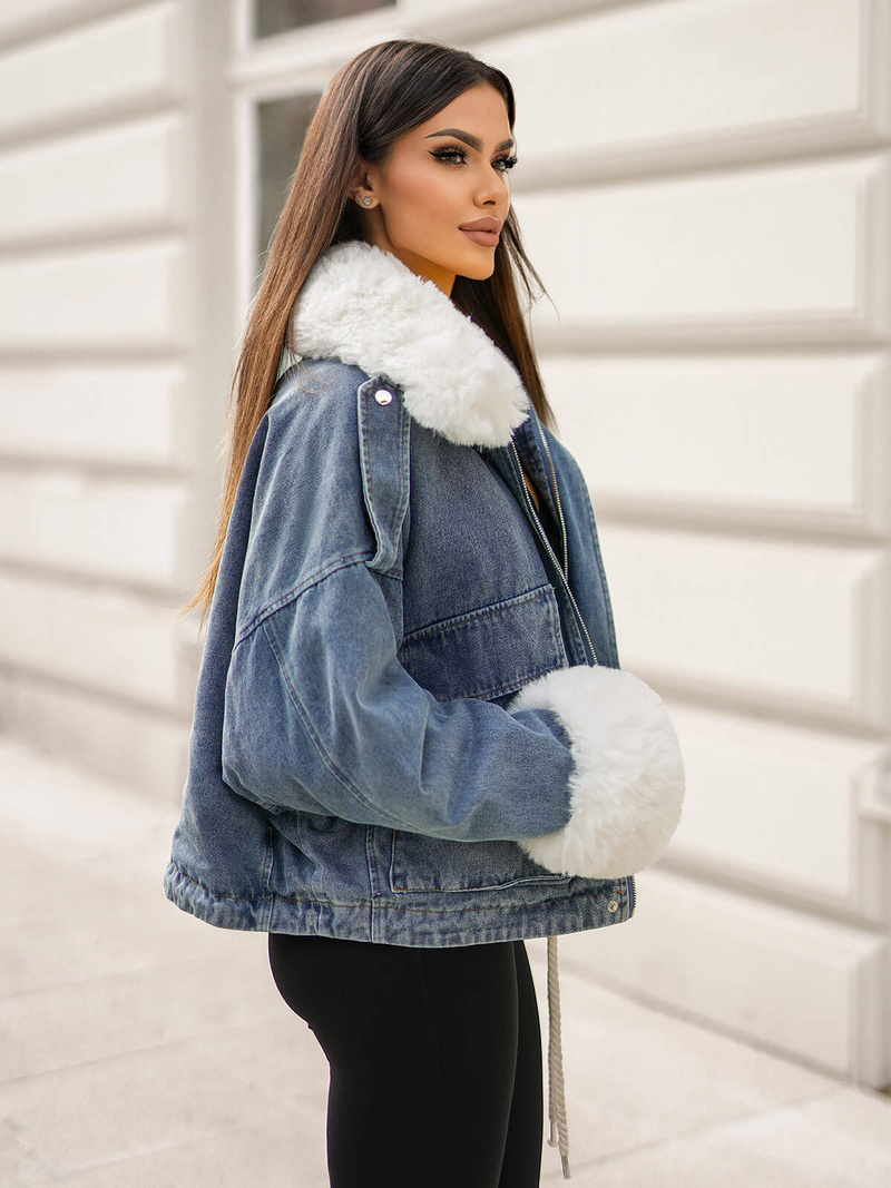 Γυναικείο τζιν μπουφάν mπλε OZONEE JS/11Z8219