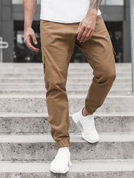 Ανδρικό παντελόνι jogger κάμελ OZONEE A/404