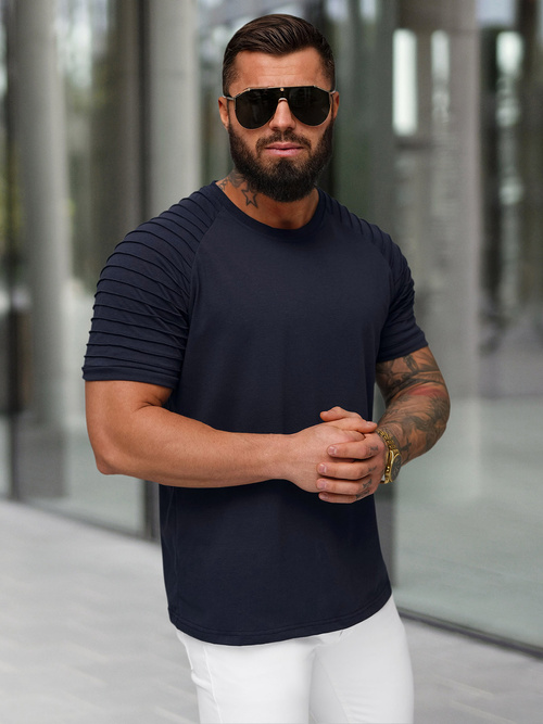 Ανδρικό μπλουζάκι ναυτικό μπλε OZONEE JS/8T88/25Z