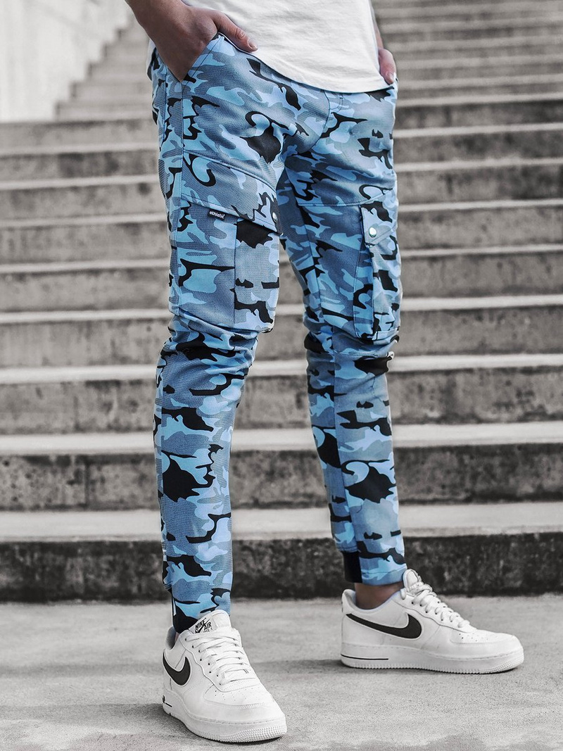 Ανδρικό παντελόνι jogger καμουφλάζ-μπλε OZONEE A/1003