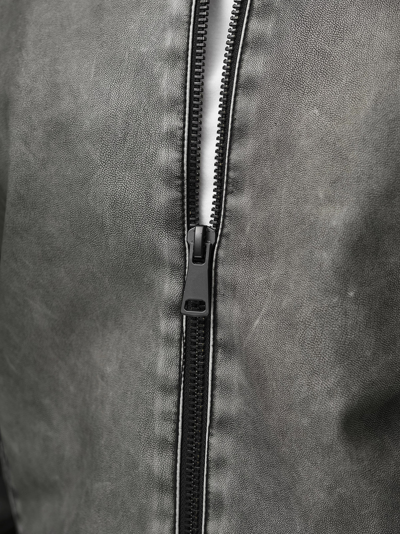 Ανδρικό δερμάτινο μπουφάν γραφίτη OZONEE JS/11Z8107