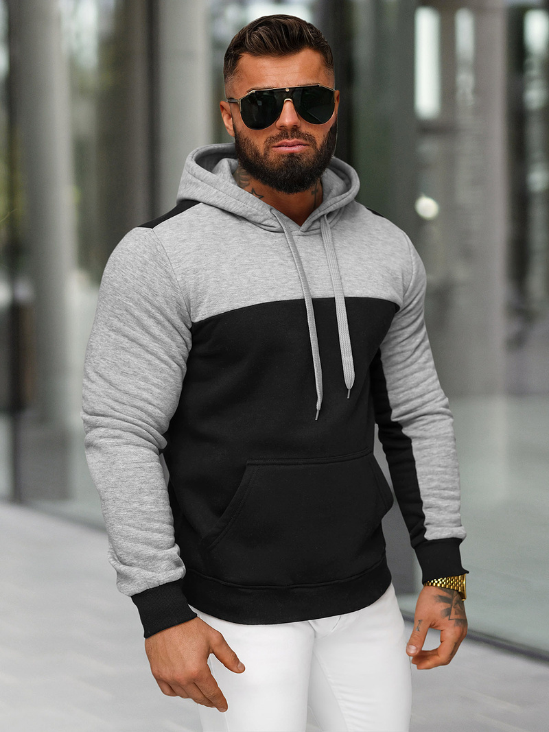 Ανδρικό Φούτερ με Κουκούλα μαύρο OZONEE JS/8B1307/3