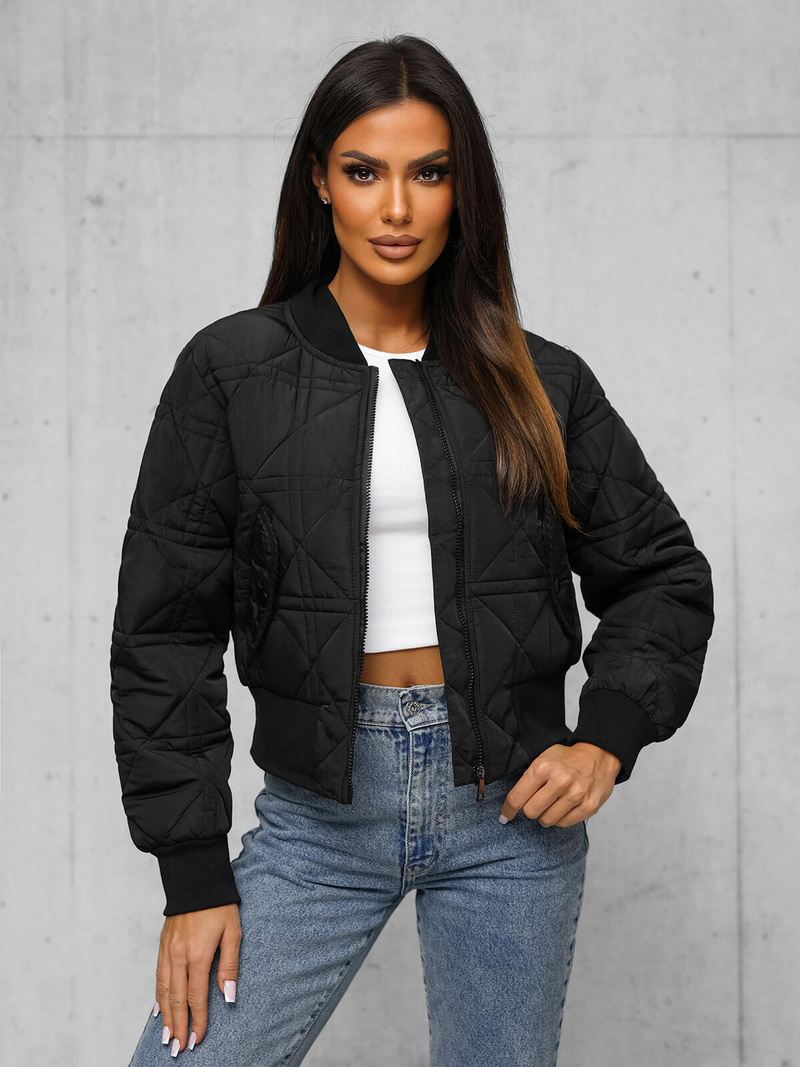 Γυναικείο μπουφάν μαύρο OZONEE JS/16M9227/392