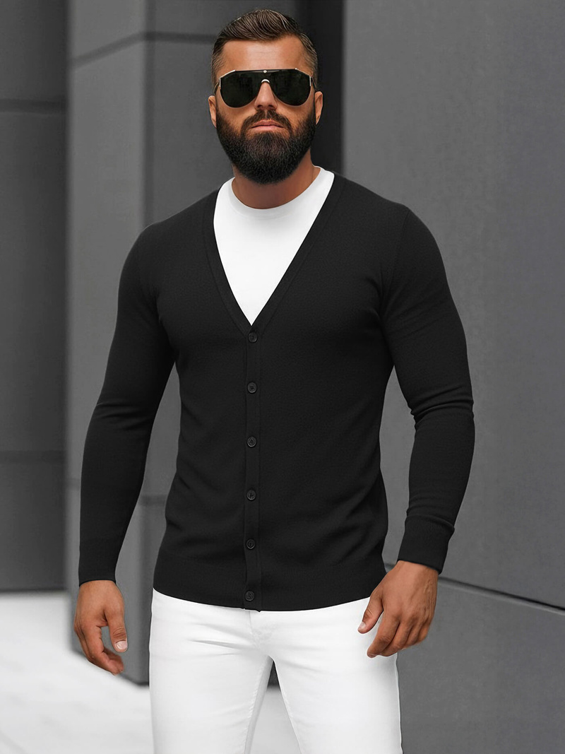 Ανδρικό πουλόβερ μαύρο OZONEE NB/MM6006/4Z