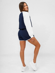 Γυναικείο σετ φόρμας δύο κομματιών ναυτικό μπλε-λευκό OZONEE JS/M58631AB