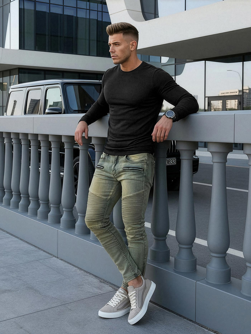 Ανδρικό τζιν παντελόνι μπλε OZONEE O/EM8951Z