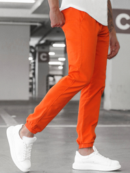 Ανδρικό παντελόνι chino jogger σκούρο-πορτοκαλί OZONEE JB/JP1145/13
