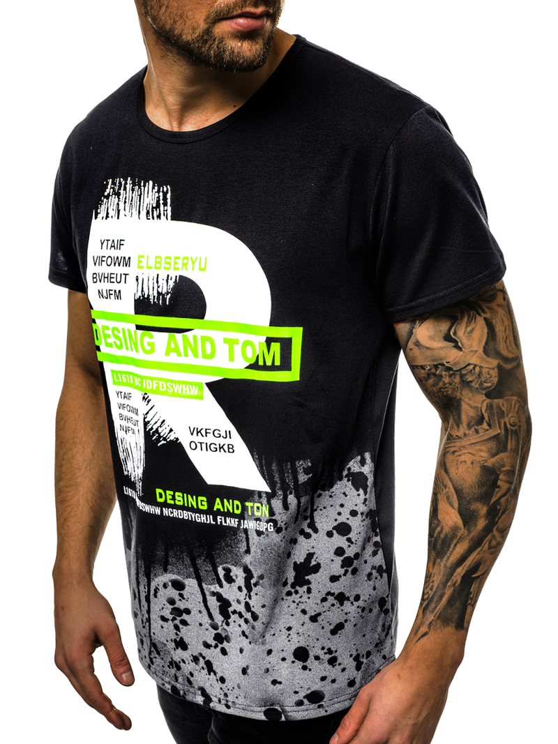 Ανδρικό μπλουζάκι μαύρο OZONEE JS/KS1945