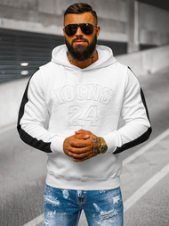 Ανδρικό Φούτερ με Κουκούλα λευκό OZONEE JS/3B579