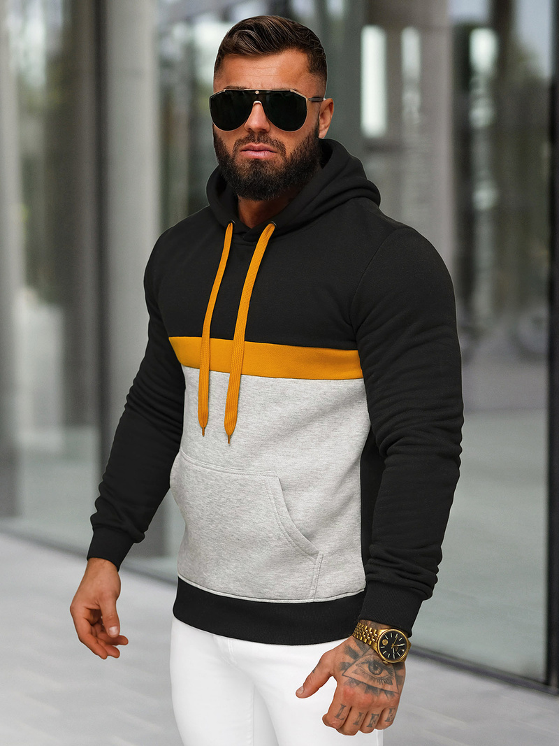 Ανδρικό Φούτερ με Κουκούλα μαύρο OZONEE JS/8B1319/3