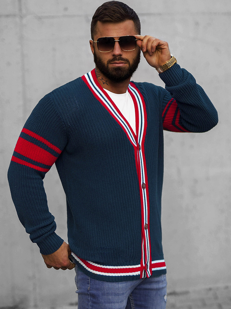 Ανδρικό πουλόβερ ναυτικό μπλε OZONEE O/H9600