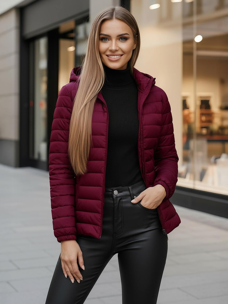 Γυναικείο μπουφάν μπορντό OZONEE JS/16M9103/01Z