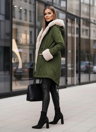 Γυναικείο χειμερινό μπουφάν Πράσινος OZONEE JS/M763/136Z