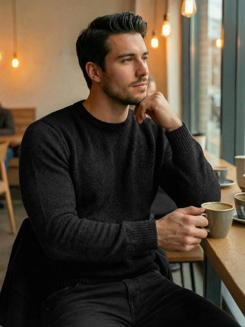 Ανδρικό πουλόβερ μαύρο OZONEE JS/59B3607/3