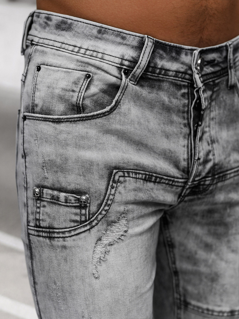 Ανδρικό τζιν παντελόνι γραφίτη OZONEE NB/MP0163N