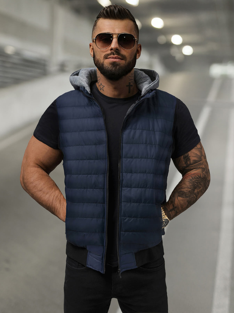 Ανδρικό αμάνικο μπουφάν ναυτικό μπλε OZONEE JS/8M983/215