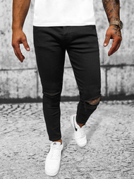 Ανδρικό τζιν παντελόνι mαύρος OZONEE E/5391/02