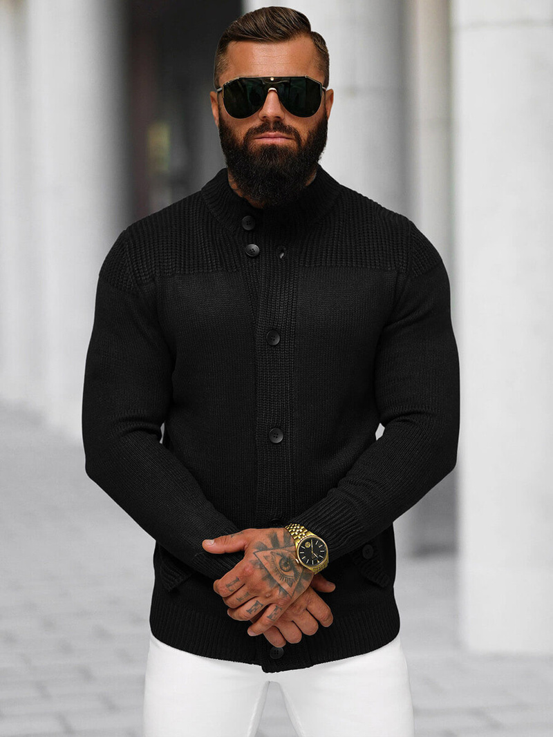 Ανδρικό πουλόβερ mαύρος OZONEE NB/MM6011/4Z