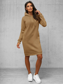 Γυναικείο φούτερ με κουκούλα σκούρο μπεζ OZONEE JS/YS10005/91Z