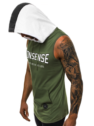 Ανδρικό μπλουζάκι με κουκούλα πράσινο OZONEE MAD/2882Z