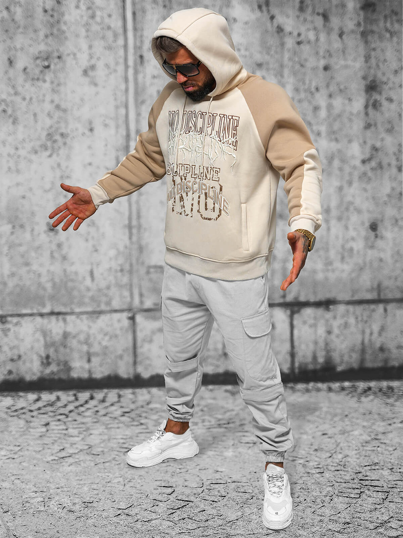 Φούτερ με Κουκούλα μπεζ OZONEE O/SWE23037