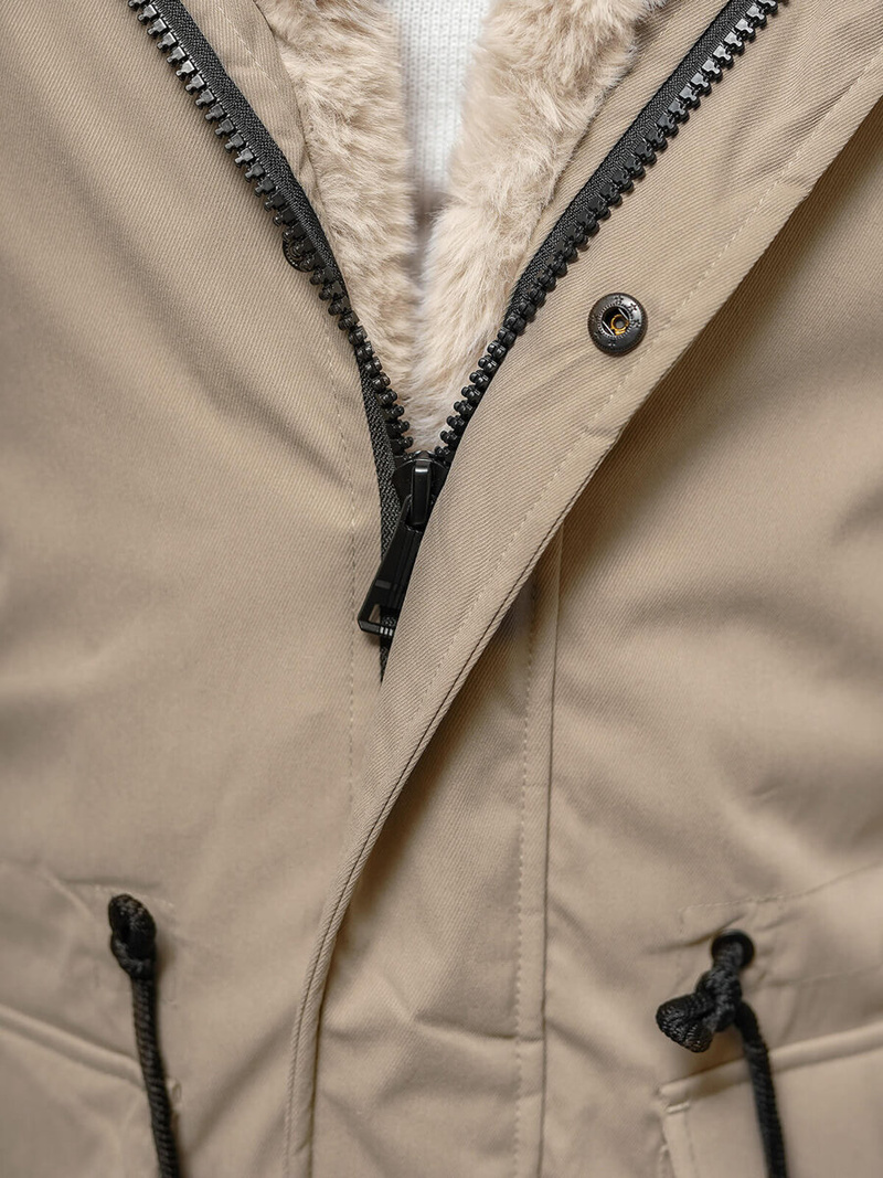 Ανδρικό χειμερινό μπουφάν μπεζ OZONEE JS/22M317/62