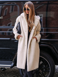 Γυναικείο χειμερινό μπουφάν από γούνα μπεζ OZONEE JS/11Z8250